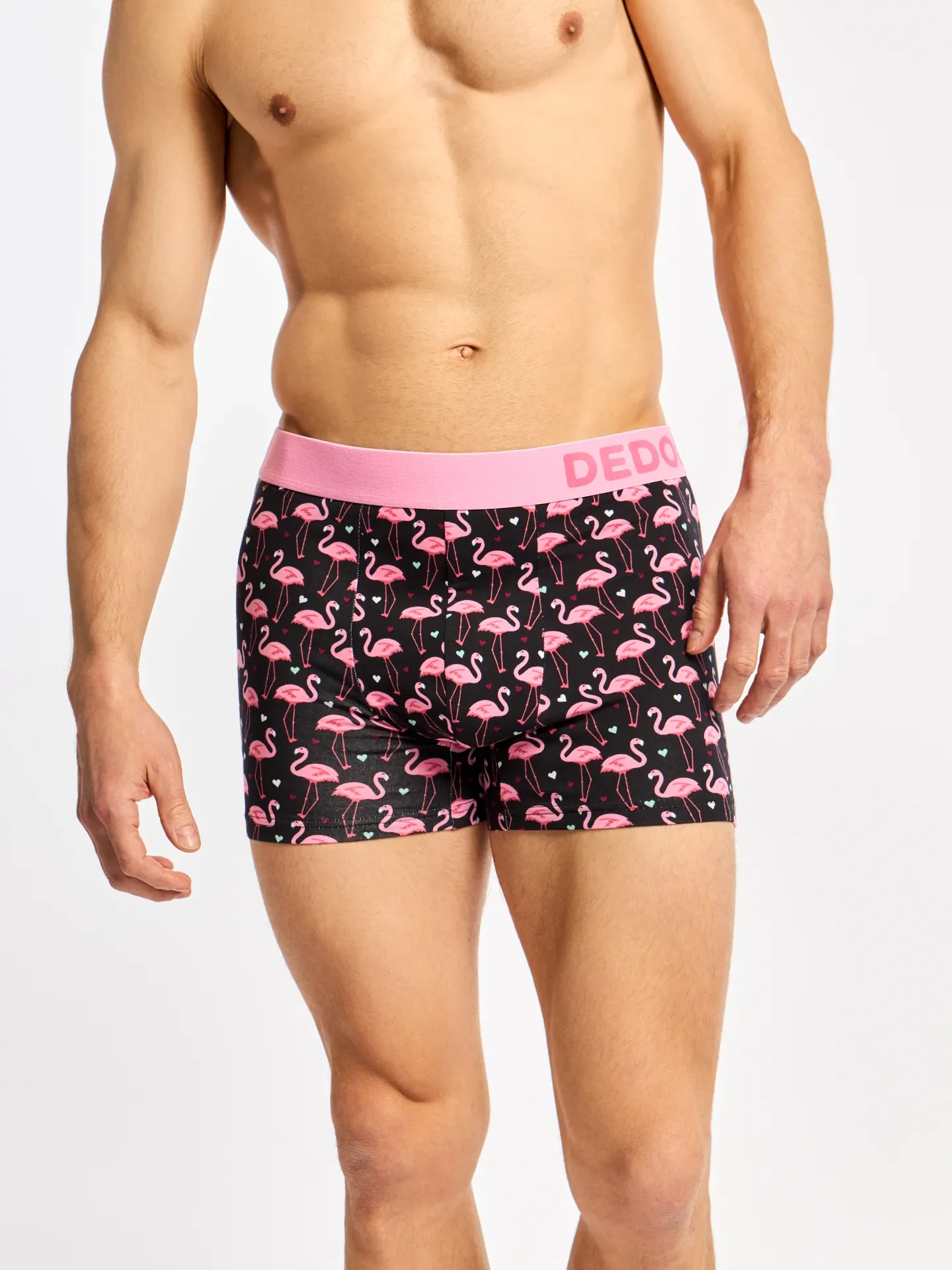 Lustige Boxershorts für Männer Flamingos und Herzen - Image 3