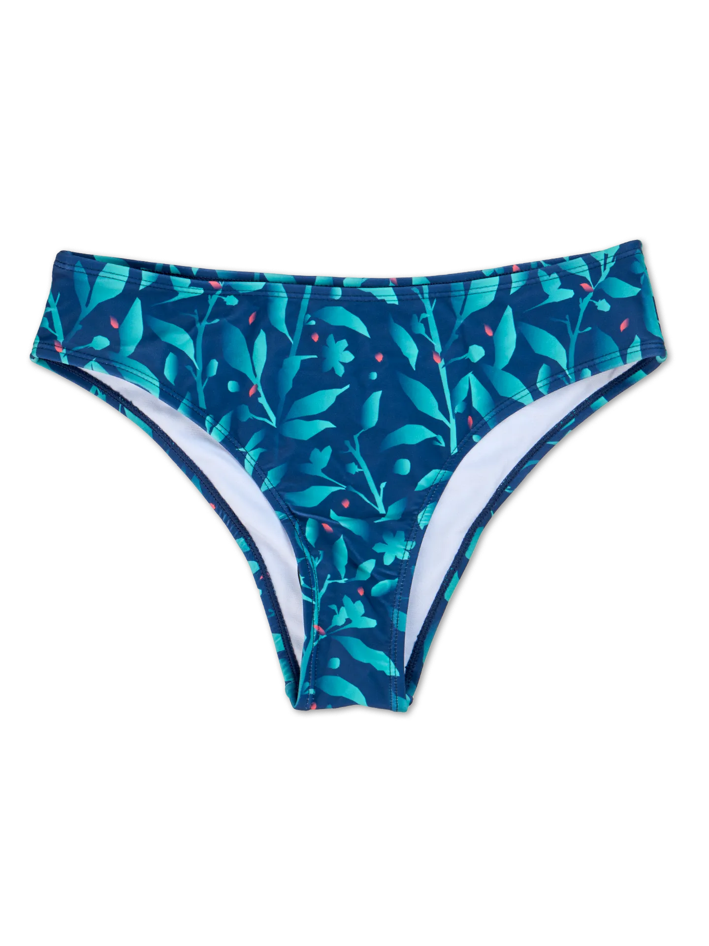 Bikinihöschen mit mittlerer Taille Türkisfarbene Blumen