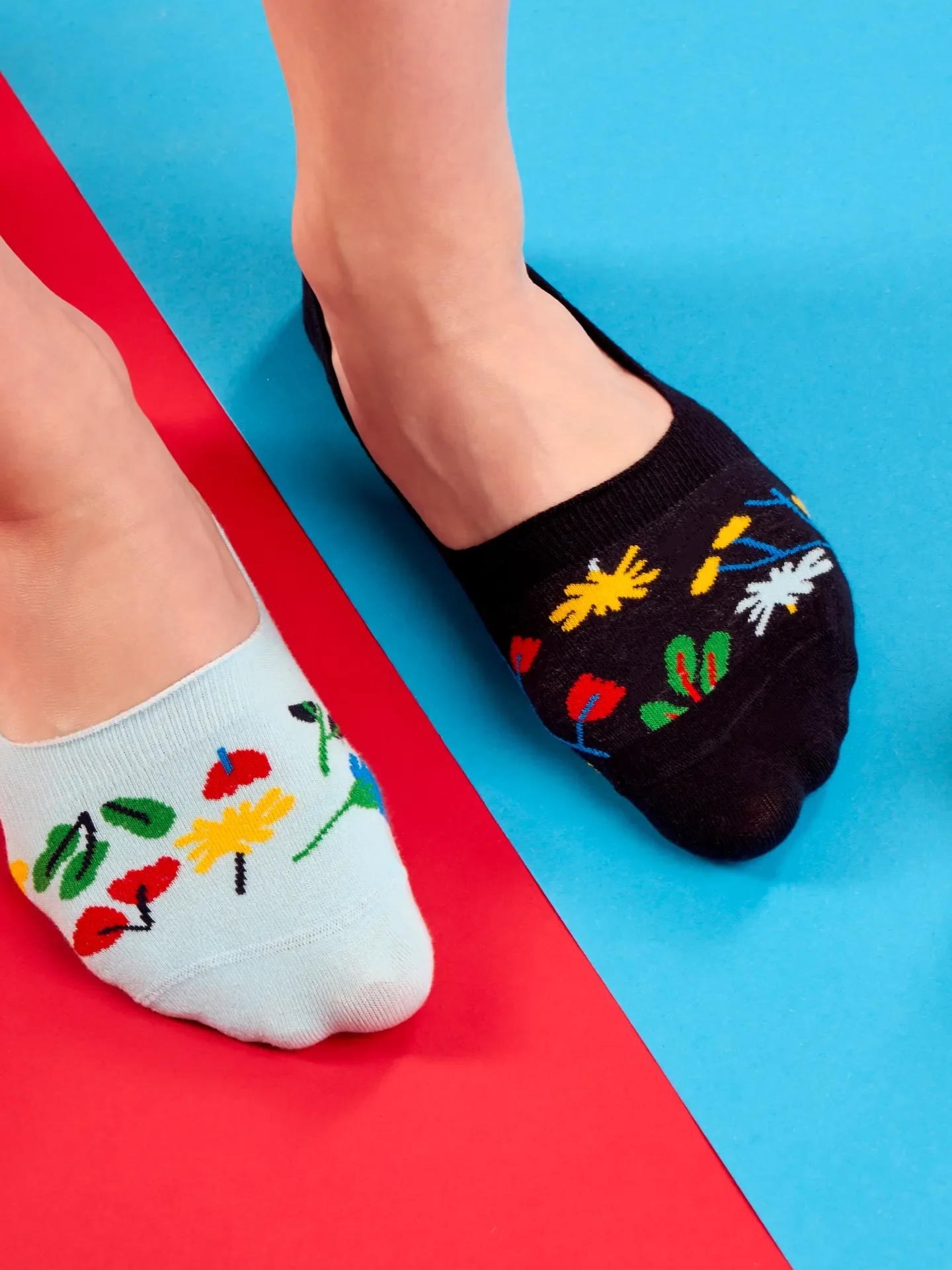 Lustige No-Show-Socken Aquarell-Blumen - Image 5