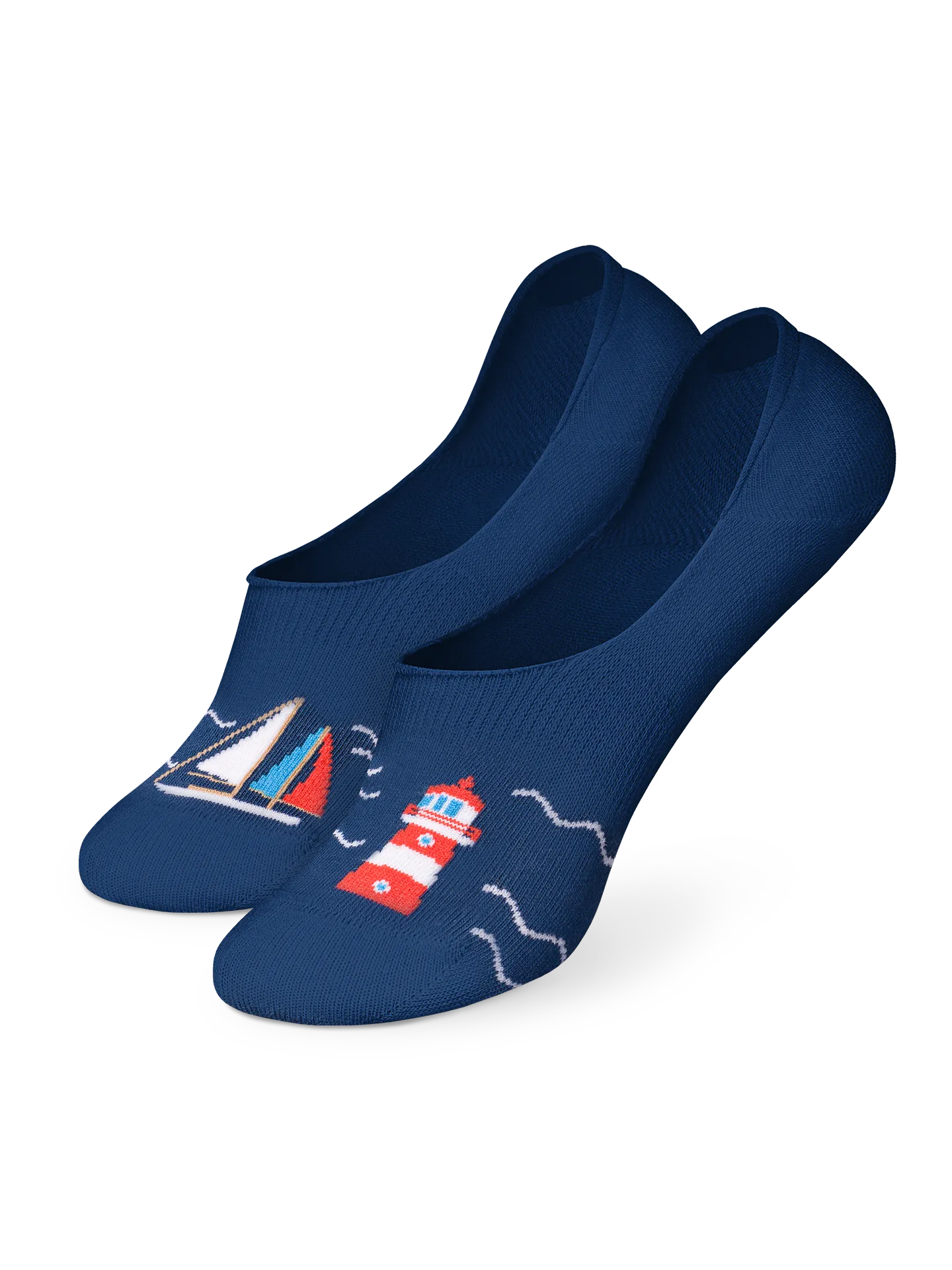 Lustige No-Show-Socken Leuchtturm und Segelboote