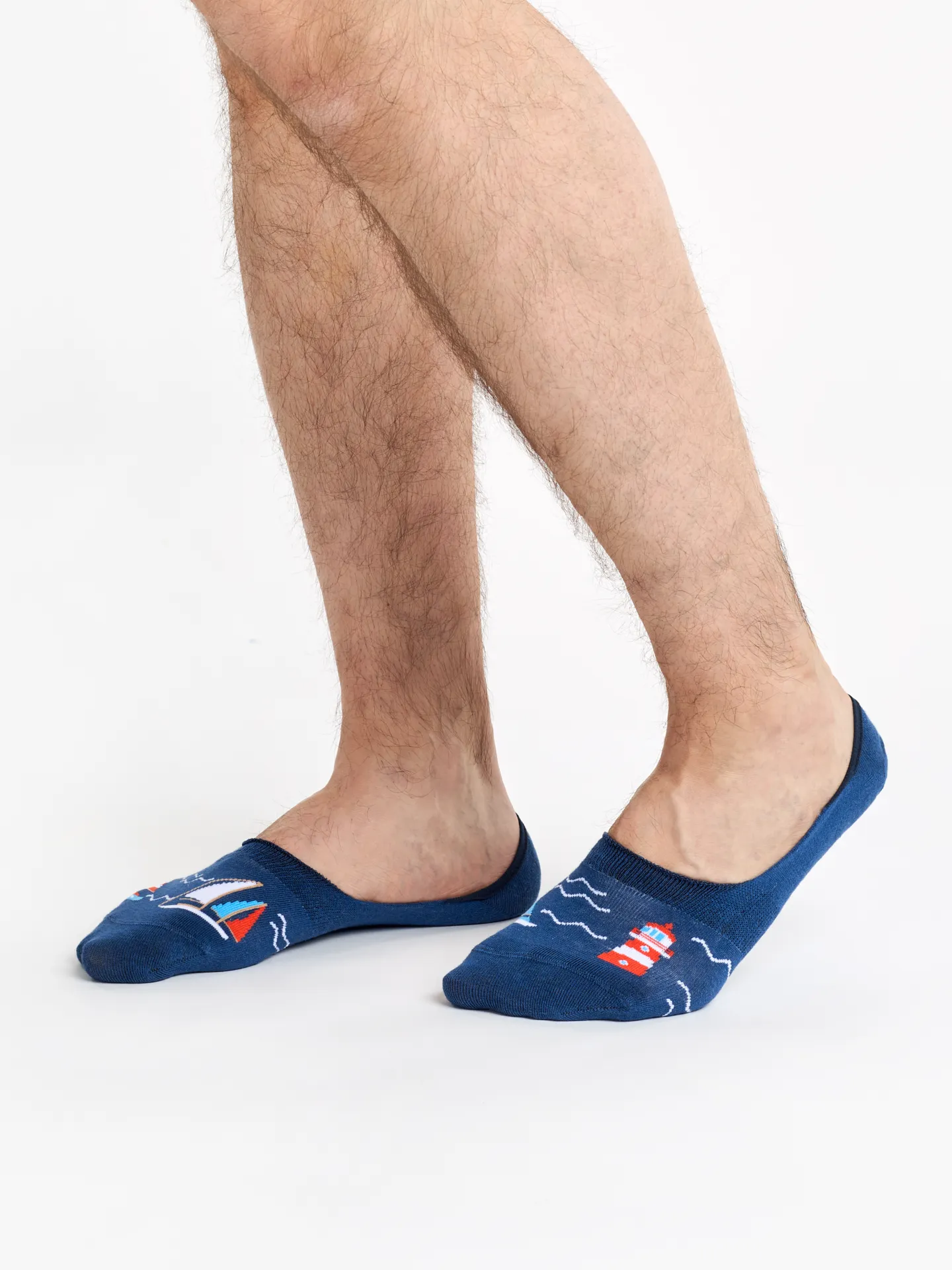 Lustige No-Show-Socken Leuchtturm und Segelboote - Image 2