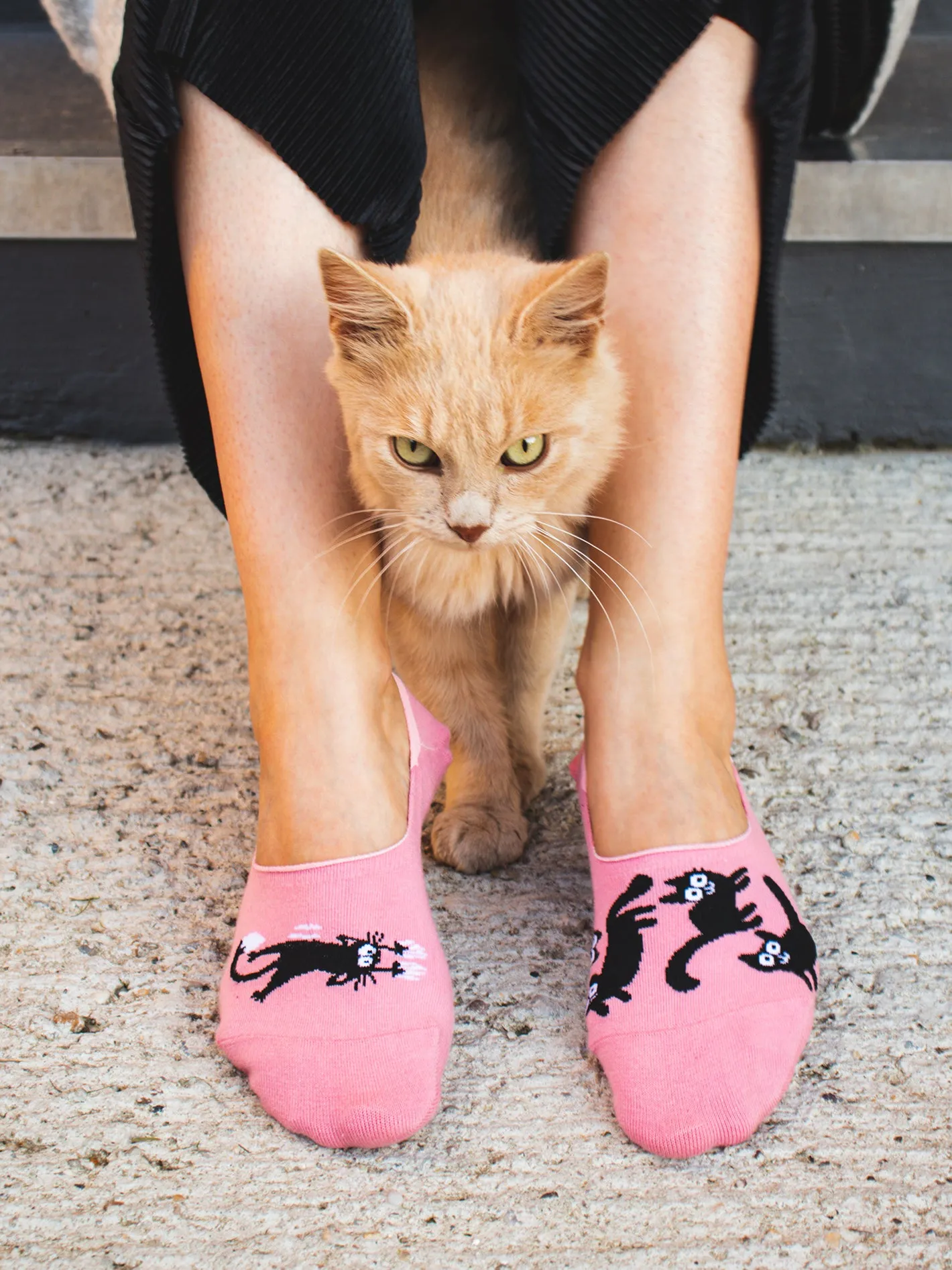 Lustige No-Show-Socken Rosa Katzen - Image 5