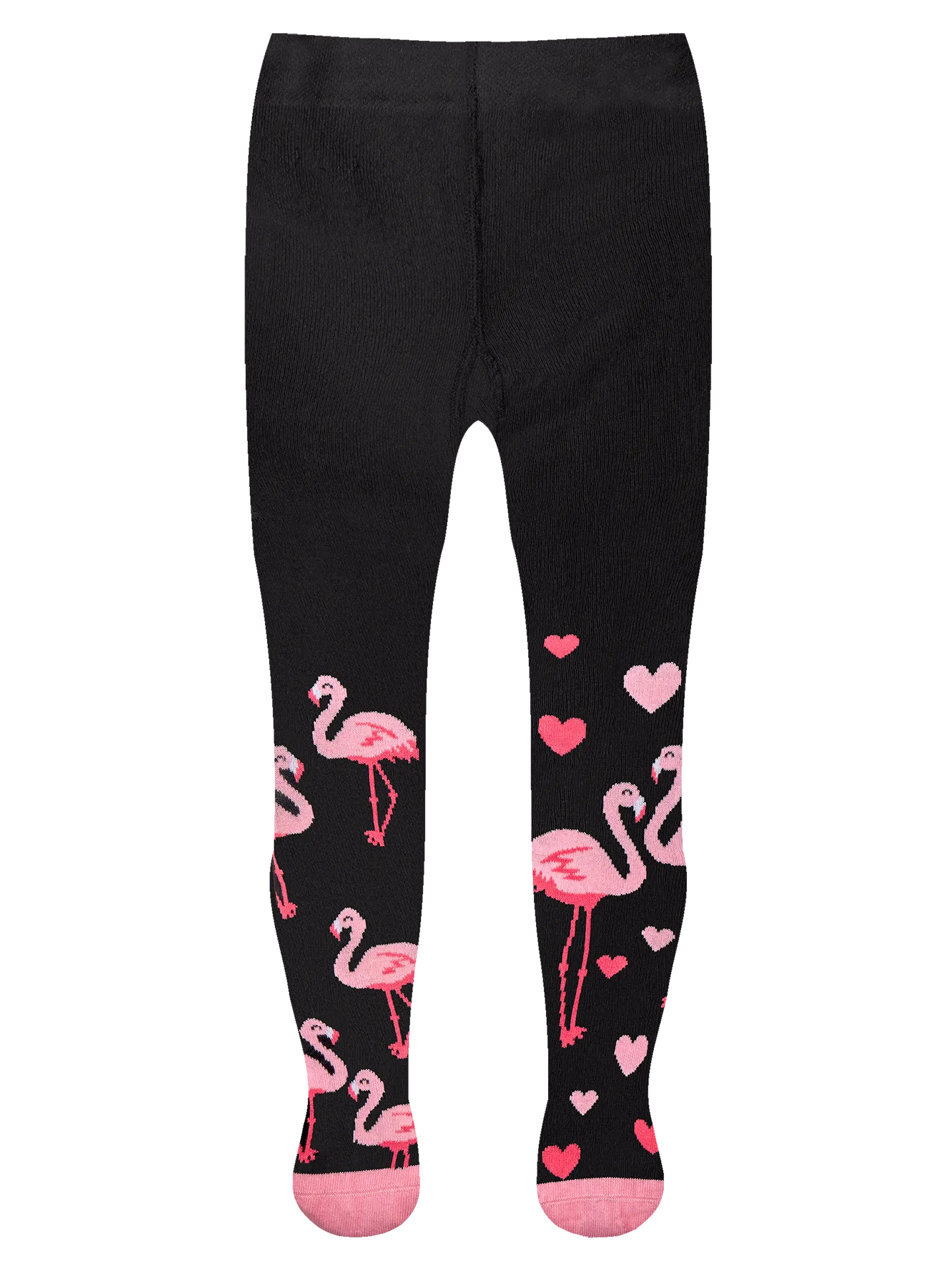 Rutschfeste Strumpfhosen für Kinder Flamingos und Herzen