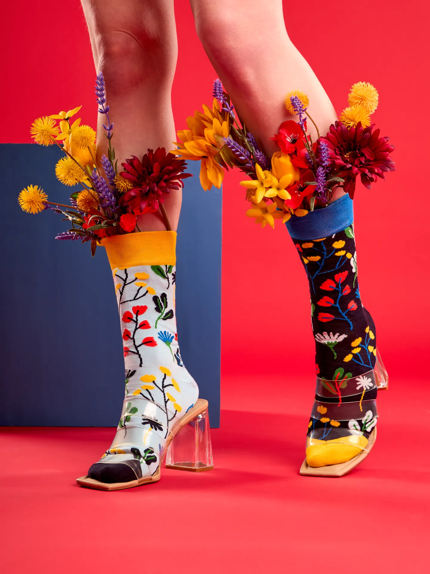 Lustige Socken Aquarell-Blumen - Image 4