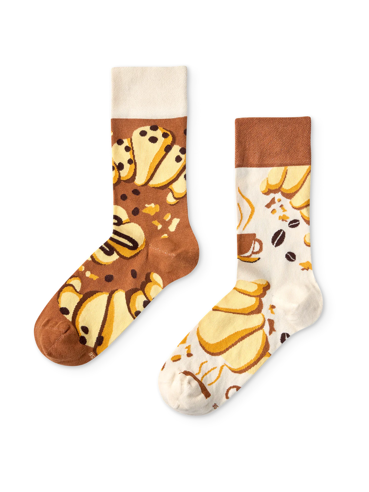 Lustige Socken Croissant und Kaffee