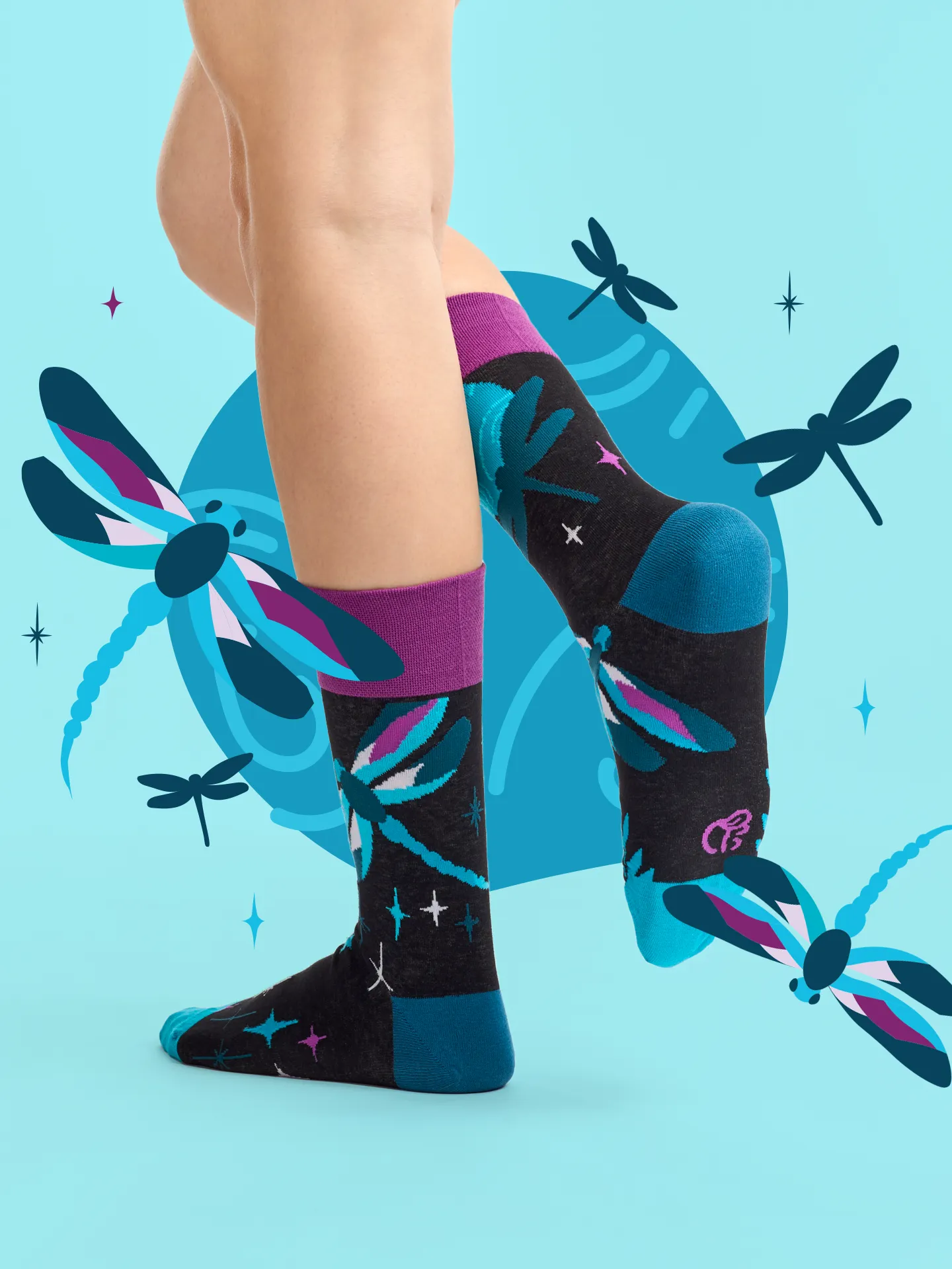 Lustige Socken Libellen in der Nacht - Image 4