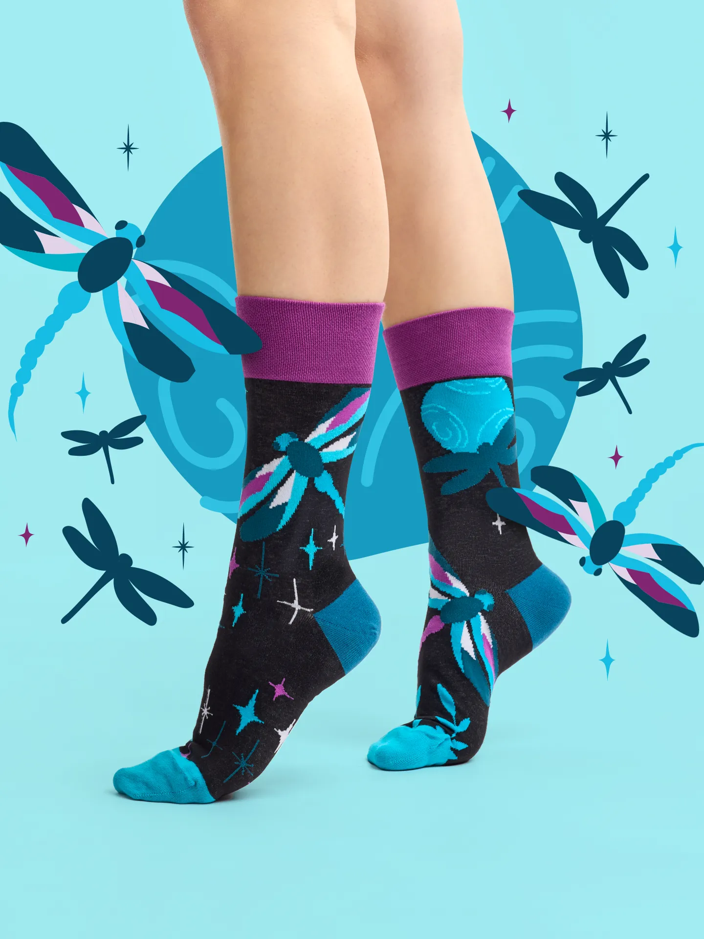 Lustige Socken Libellen in der Nacht - Image 5