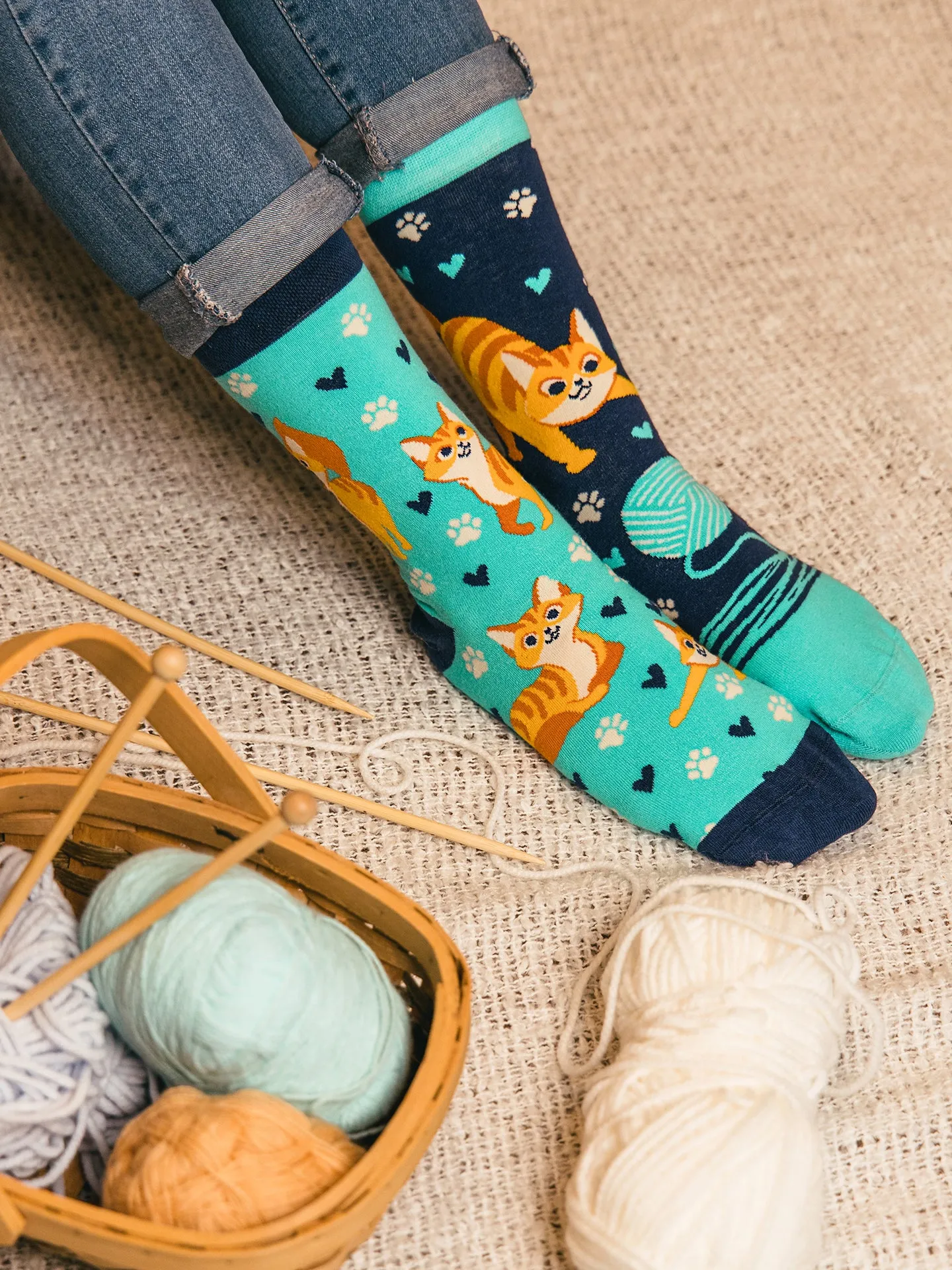 Lustige Socken Fröhliche Katze - Image 2