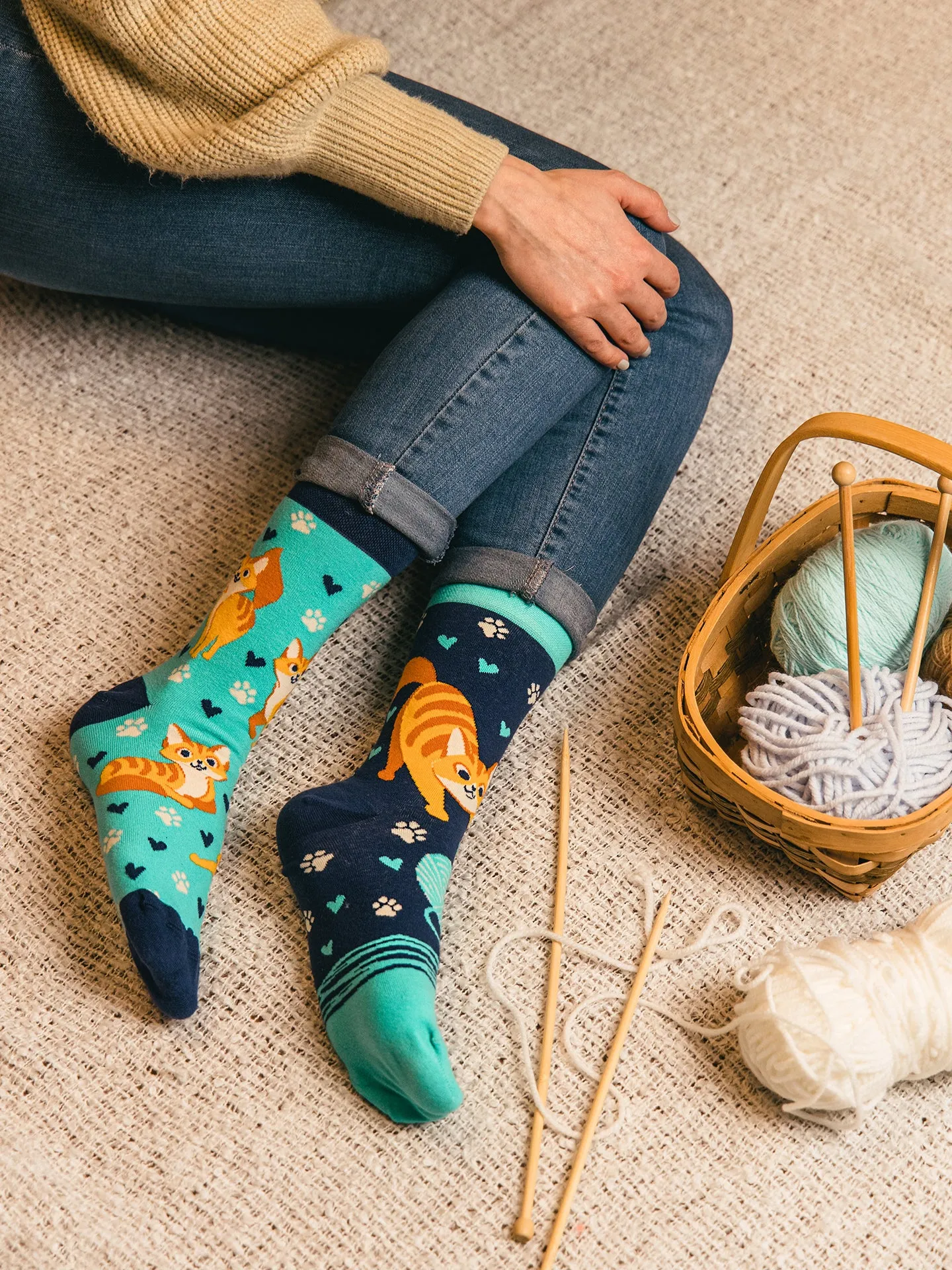 Lustige Socken Fröhliche Katze - Image 3
