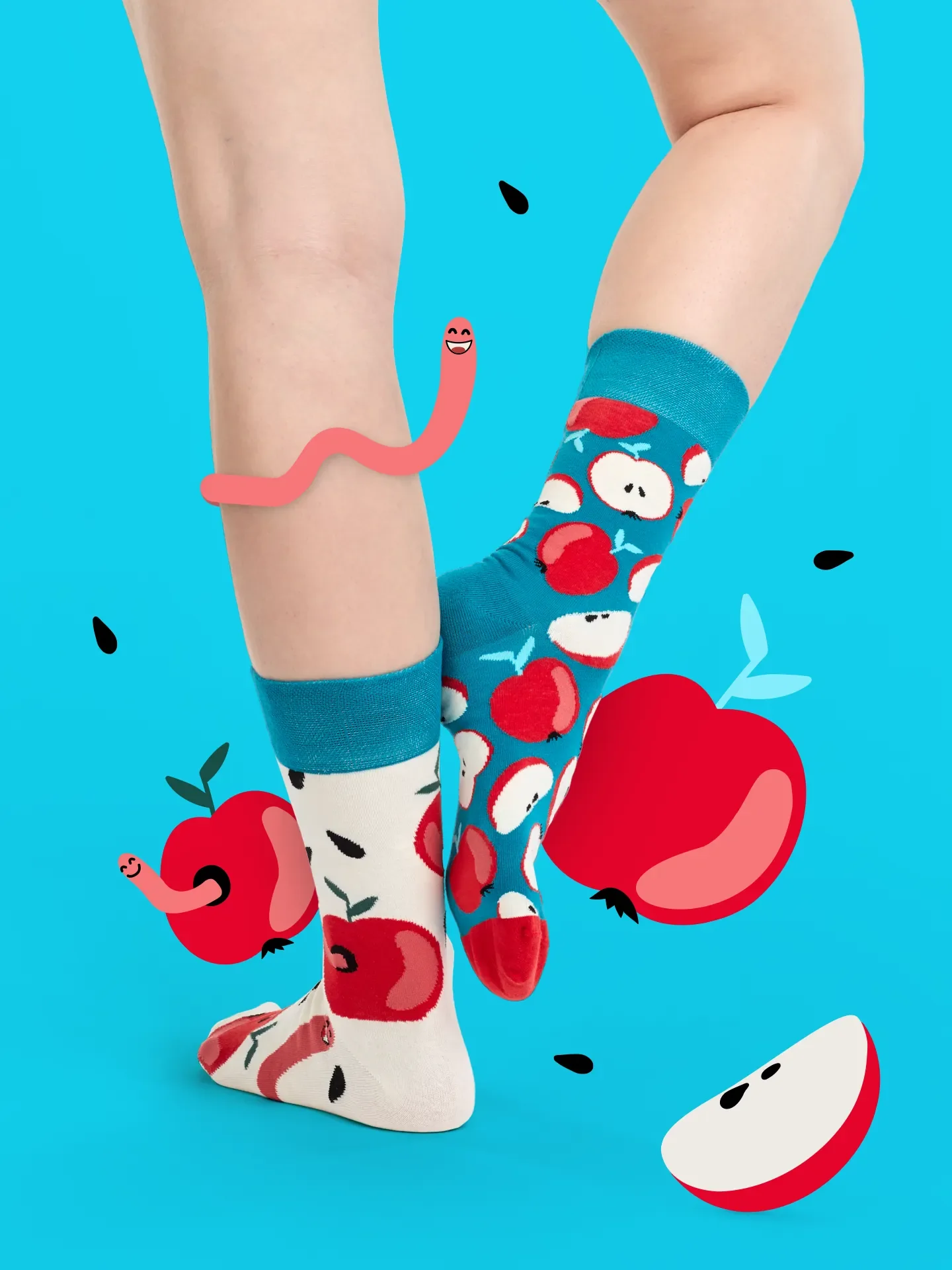 Lustige Socken Roter Apfel - Image 4