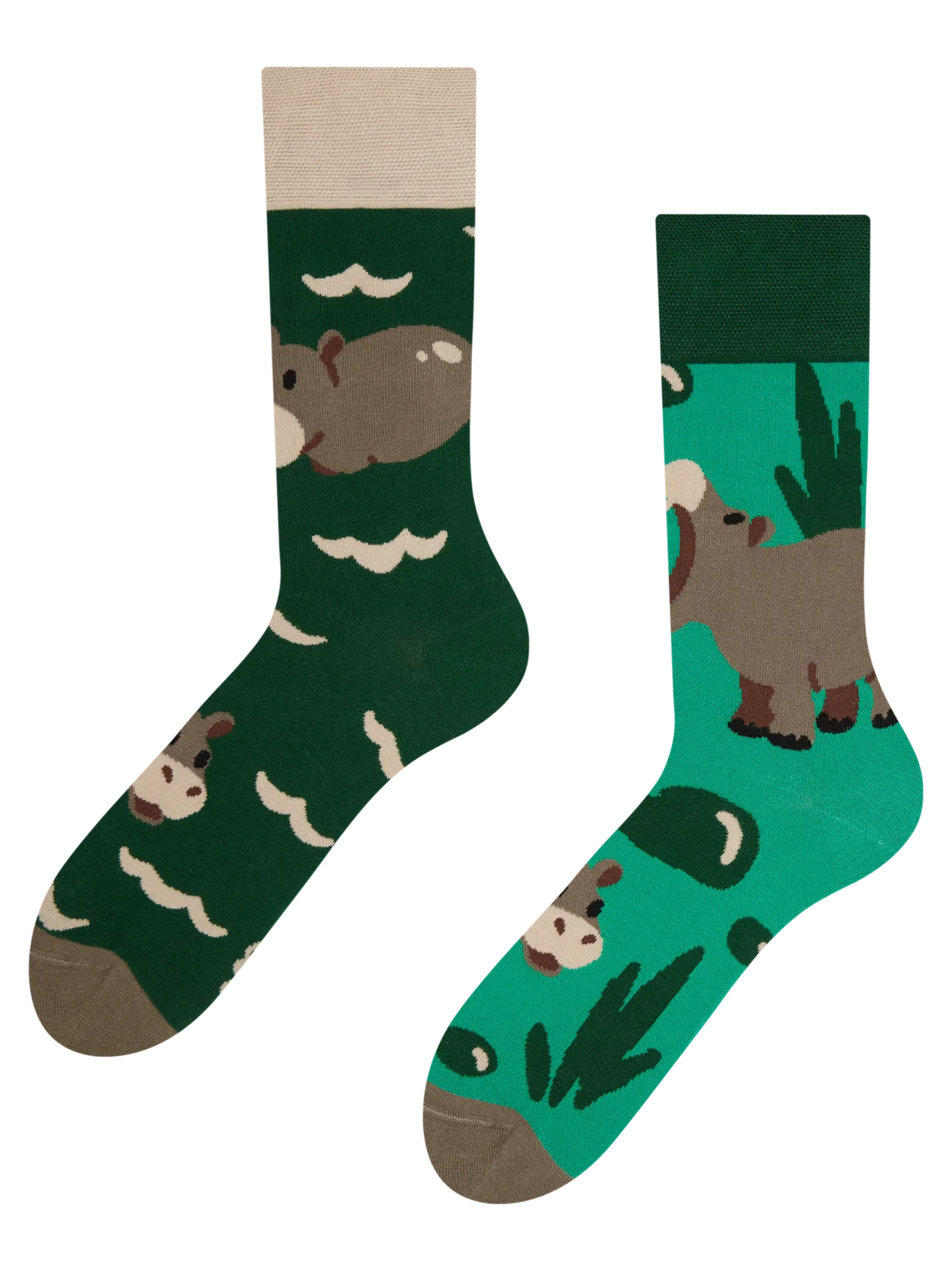 Lustige Socken Schwimmendes Nilpferd