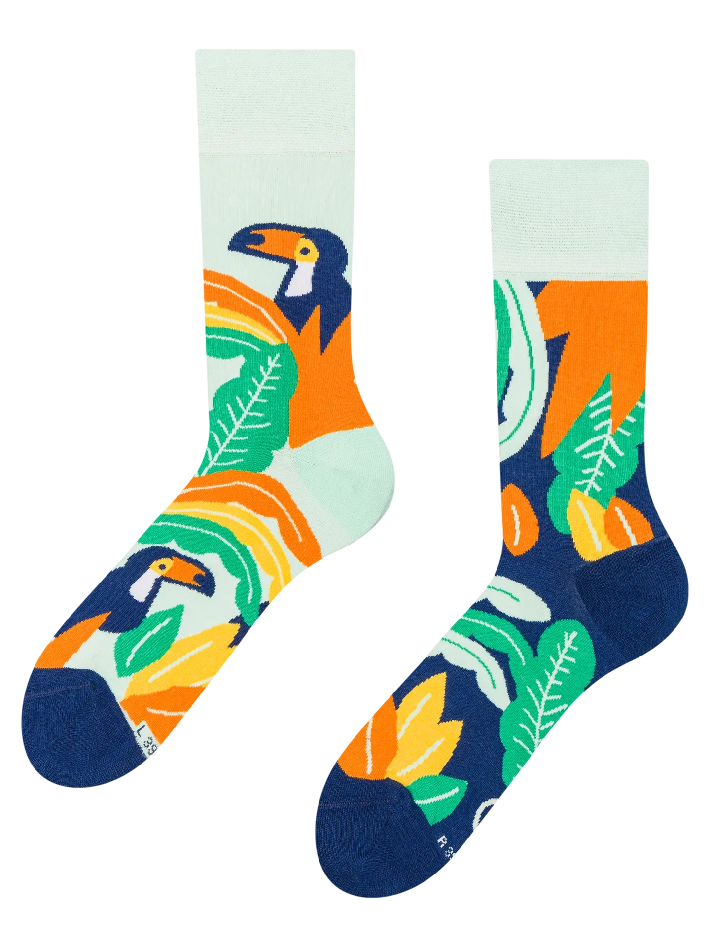 Lustige Socken Tukan und Blätter