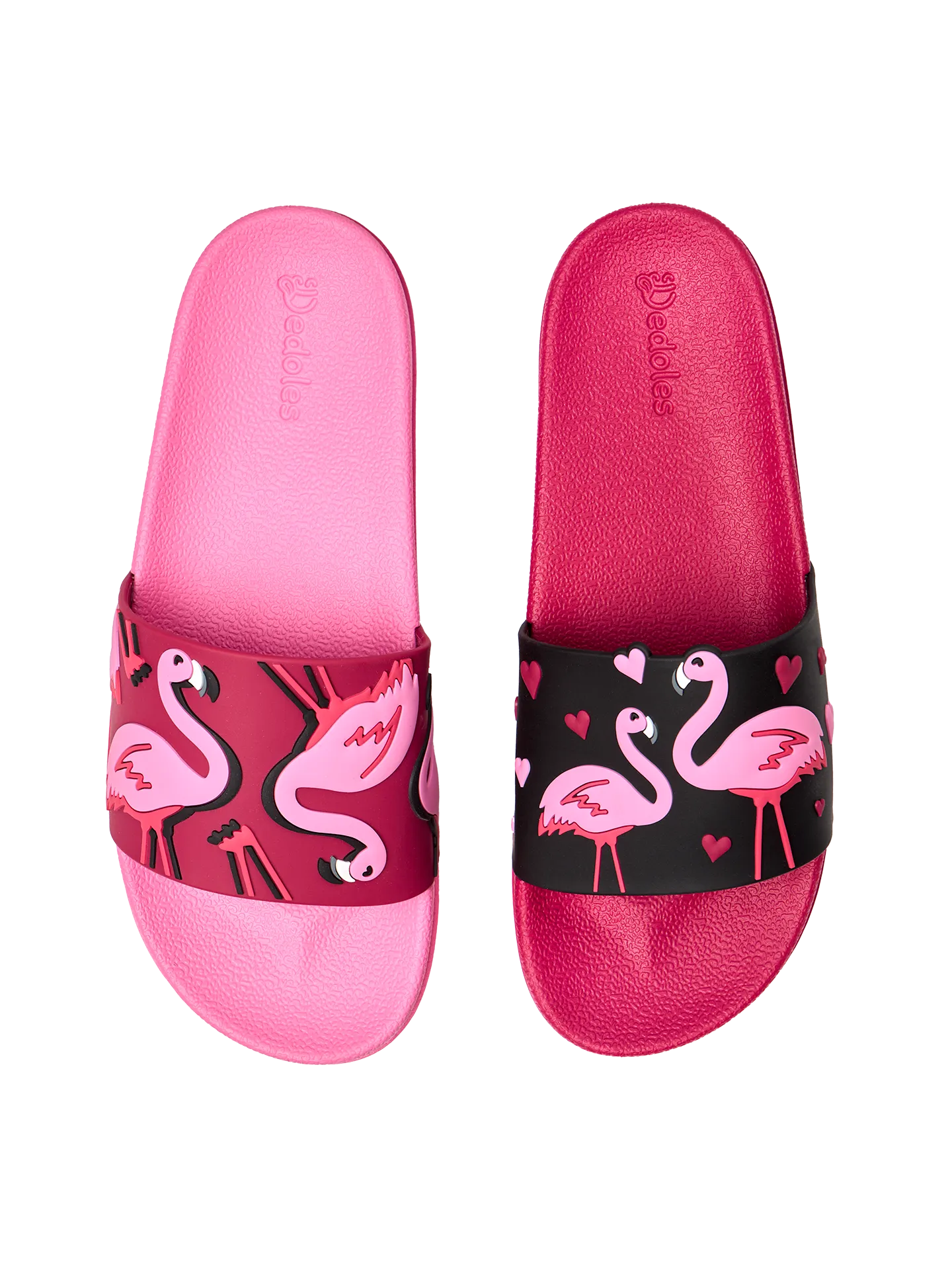 Lustige Pantoletten Flamingos und Herzen