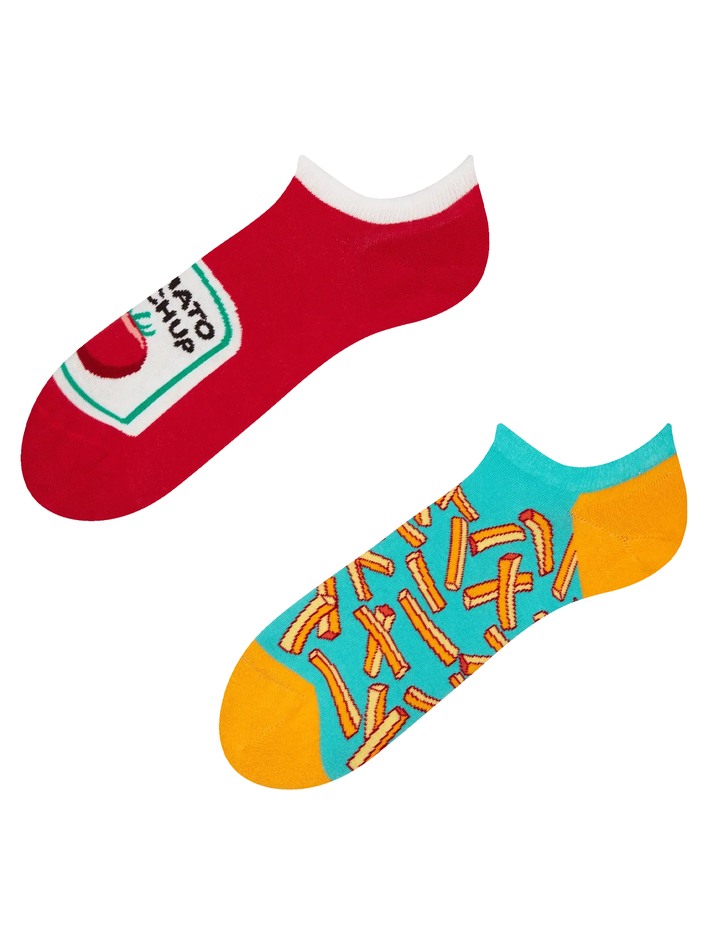 Lustige Sneakersocken Pommes mit Ketchup