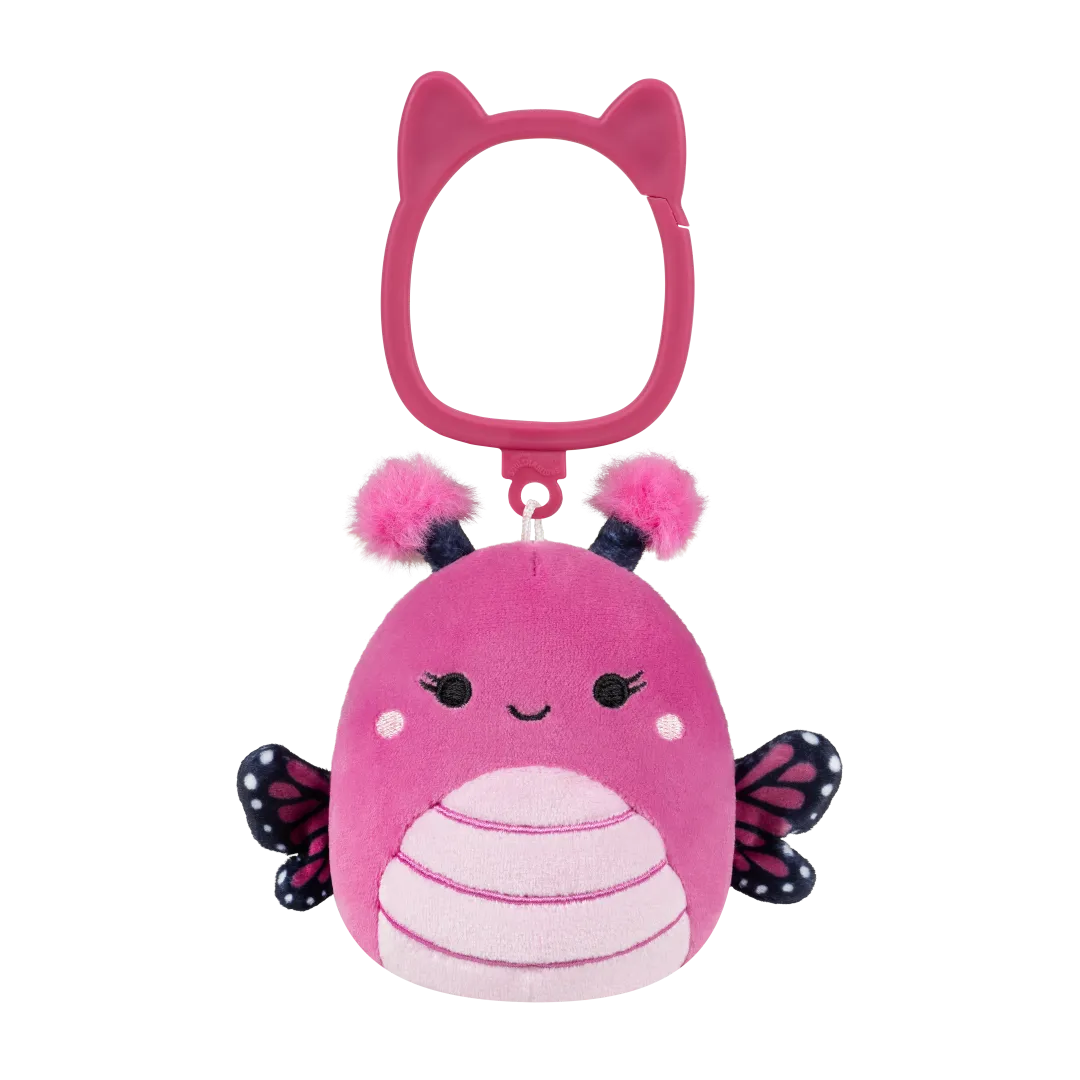 Squishmallows Schlüsselanhänger Marcelina der himbeerrosa Monarchfalter, 9 cm