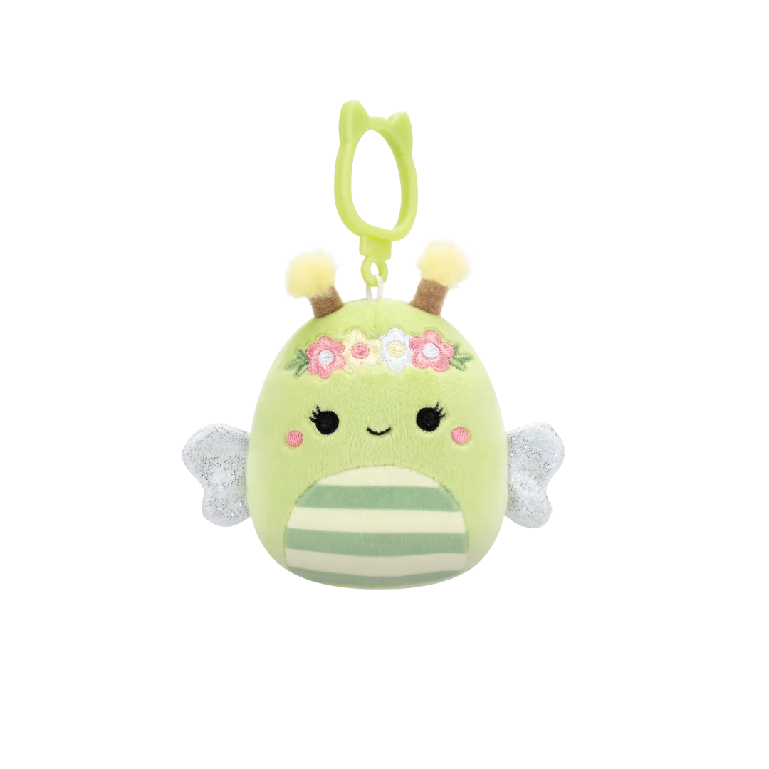 Squishmallows Clip-On Sybil die grüne Biene, 9 cm