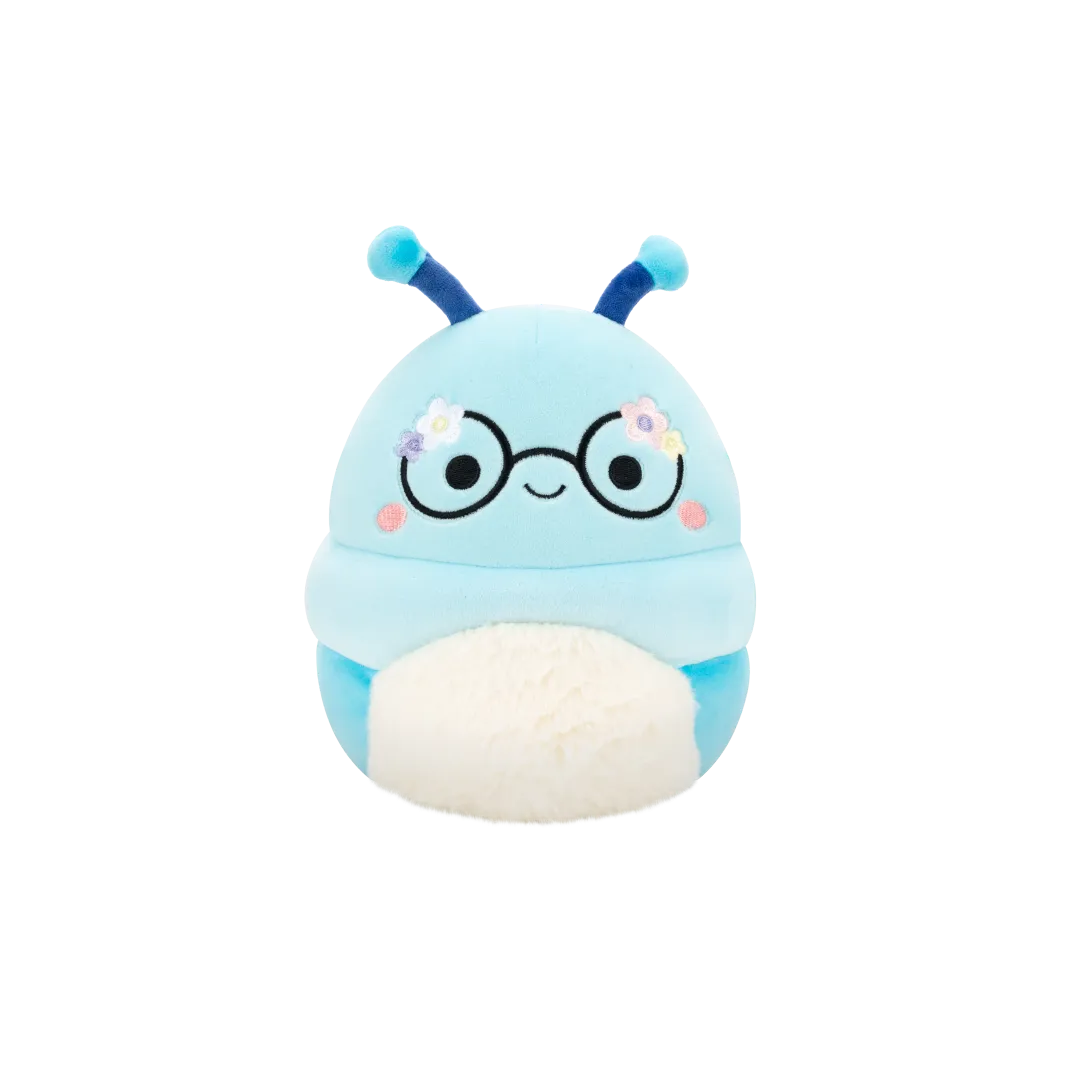 Squishmallows Cordelia der blaue Bücherwurm mit Blumen auf der Brille, 20 cm