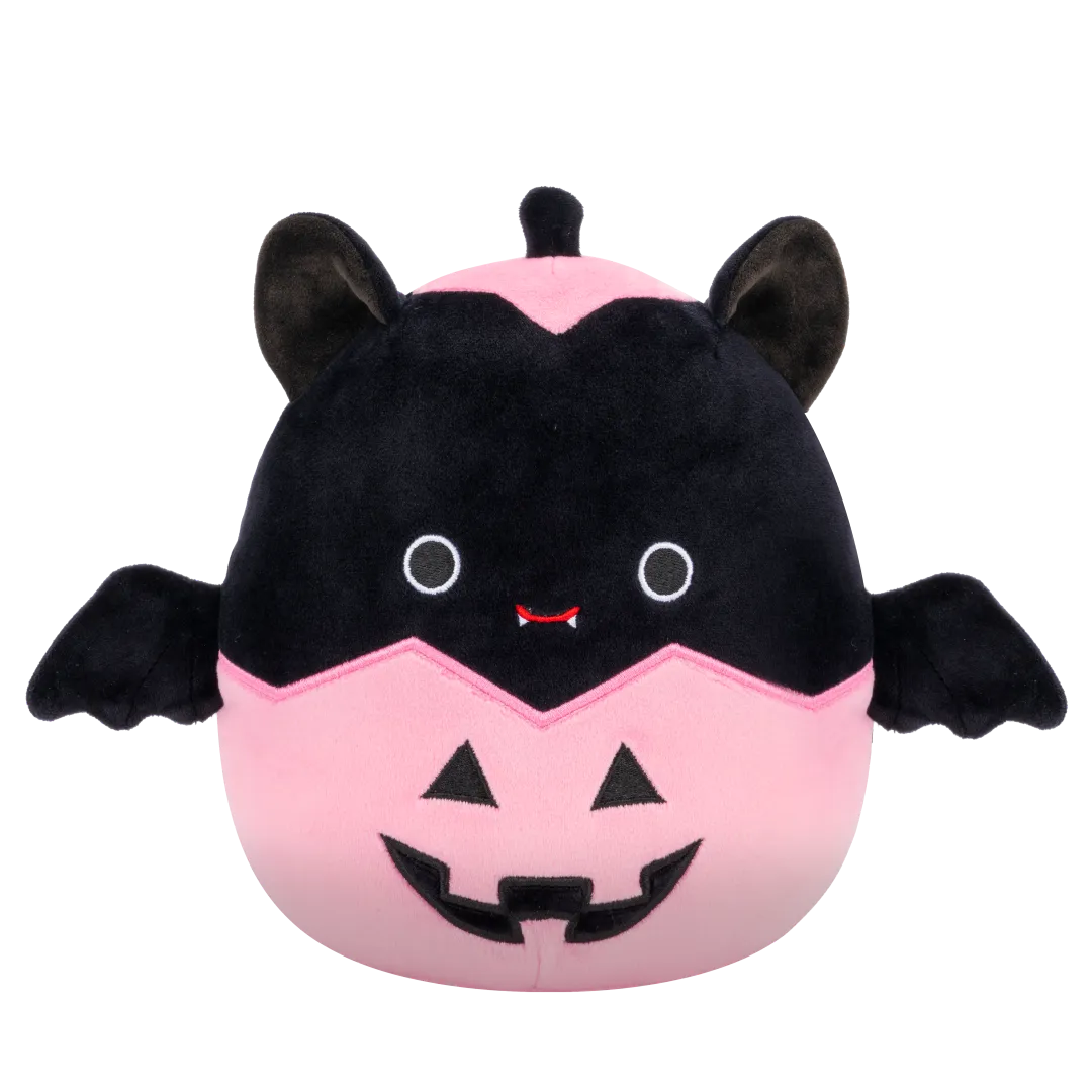 Squishmallows Emily die schwarze Fledermaus in rosa Jack-O'-Lantern, 20 cm