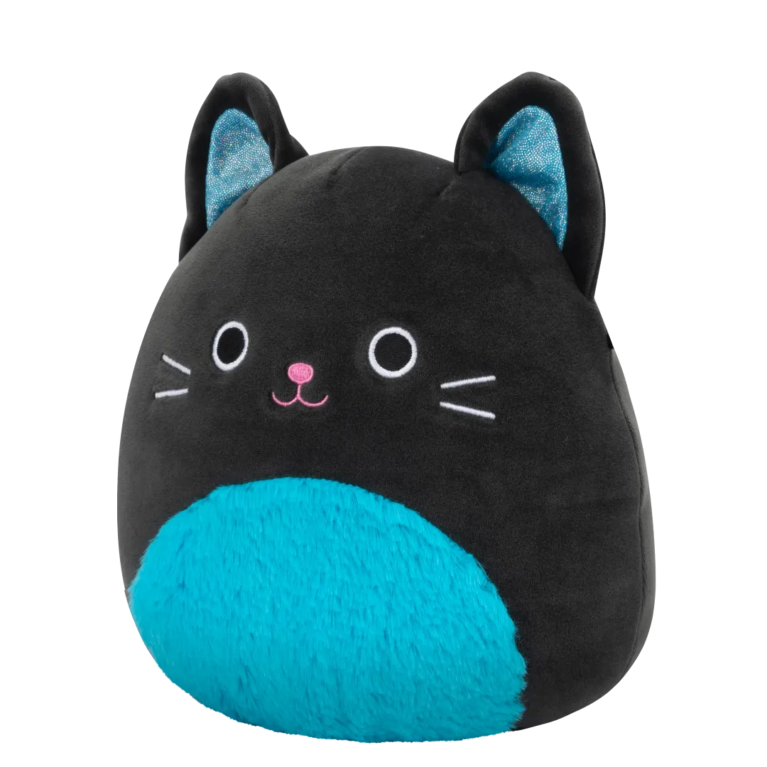 Squishmallows Eponine - Schwarze Katze mit neonblauem Plüschbauch und Glitzerohren, 20 cm - Image 2