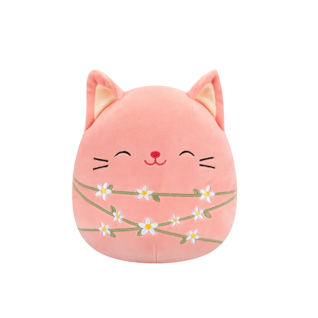 Squishmallows Wilka die Pfirsichkatze, eingewickelt mit Blumenstielen, 20 cm