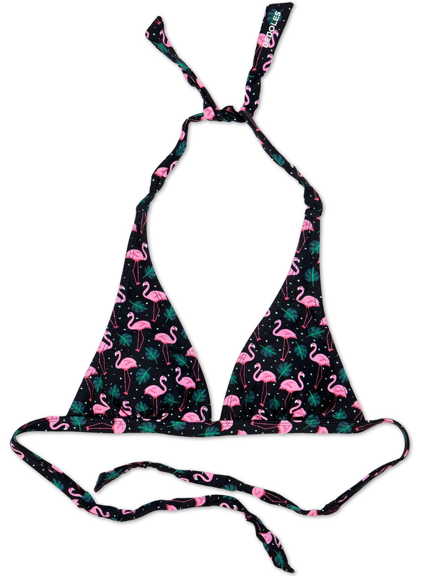 Lustiges Bikinioberteil in Triangelform Flamingos und Blätter
