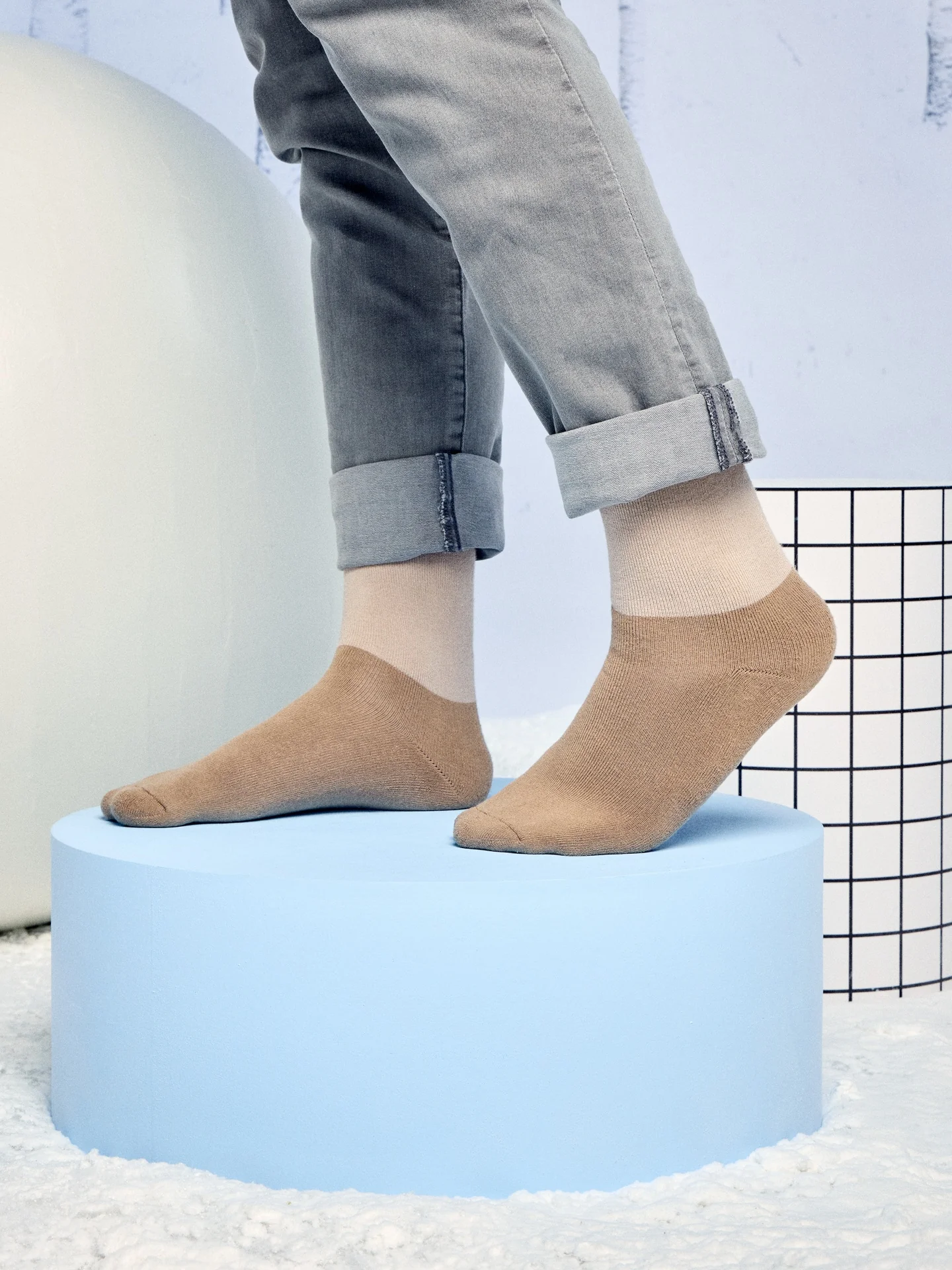 Warme Socken Beige Dreifarbig - Image 3