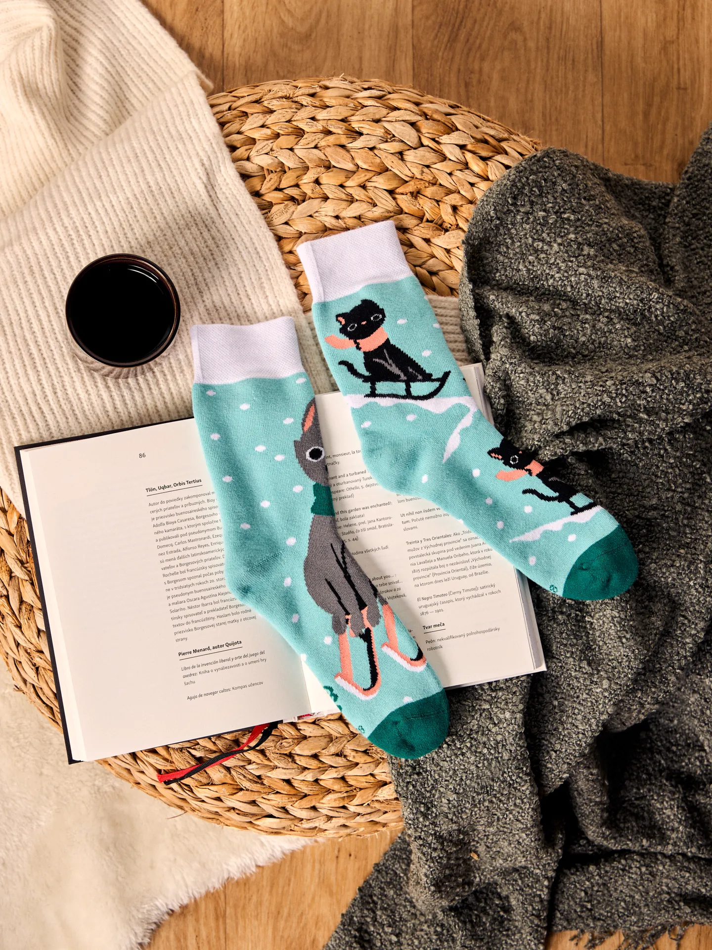 Lustige warme Socken Katze und Schlitten - Image 5