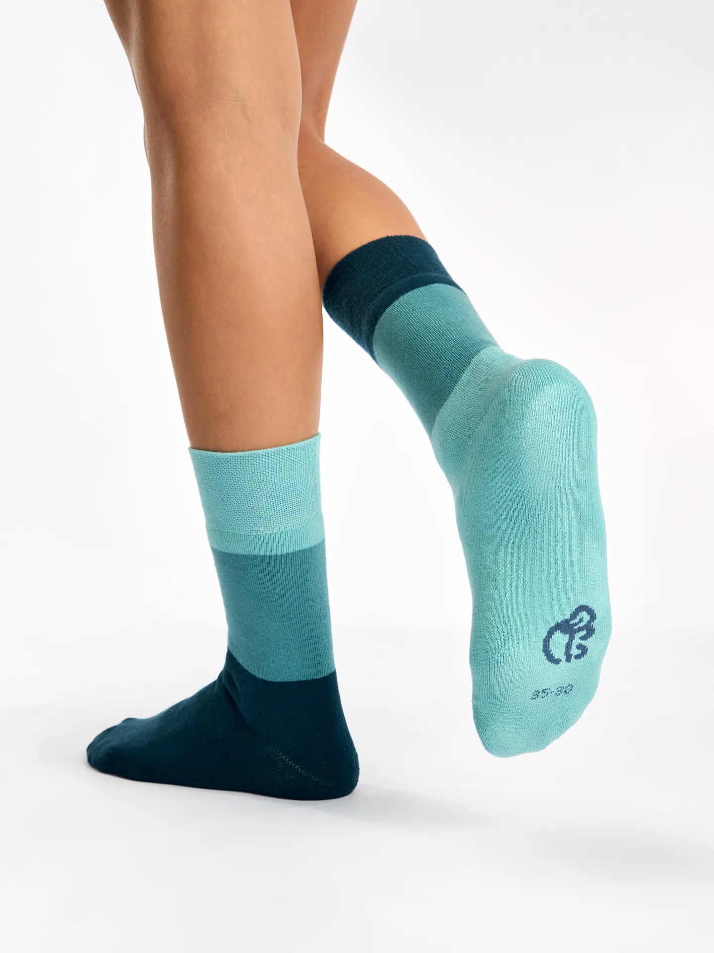 Warme Socken Ozeanblau Dreifarbig - Image 2