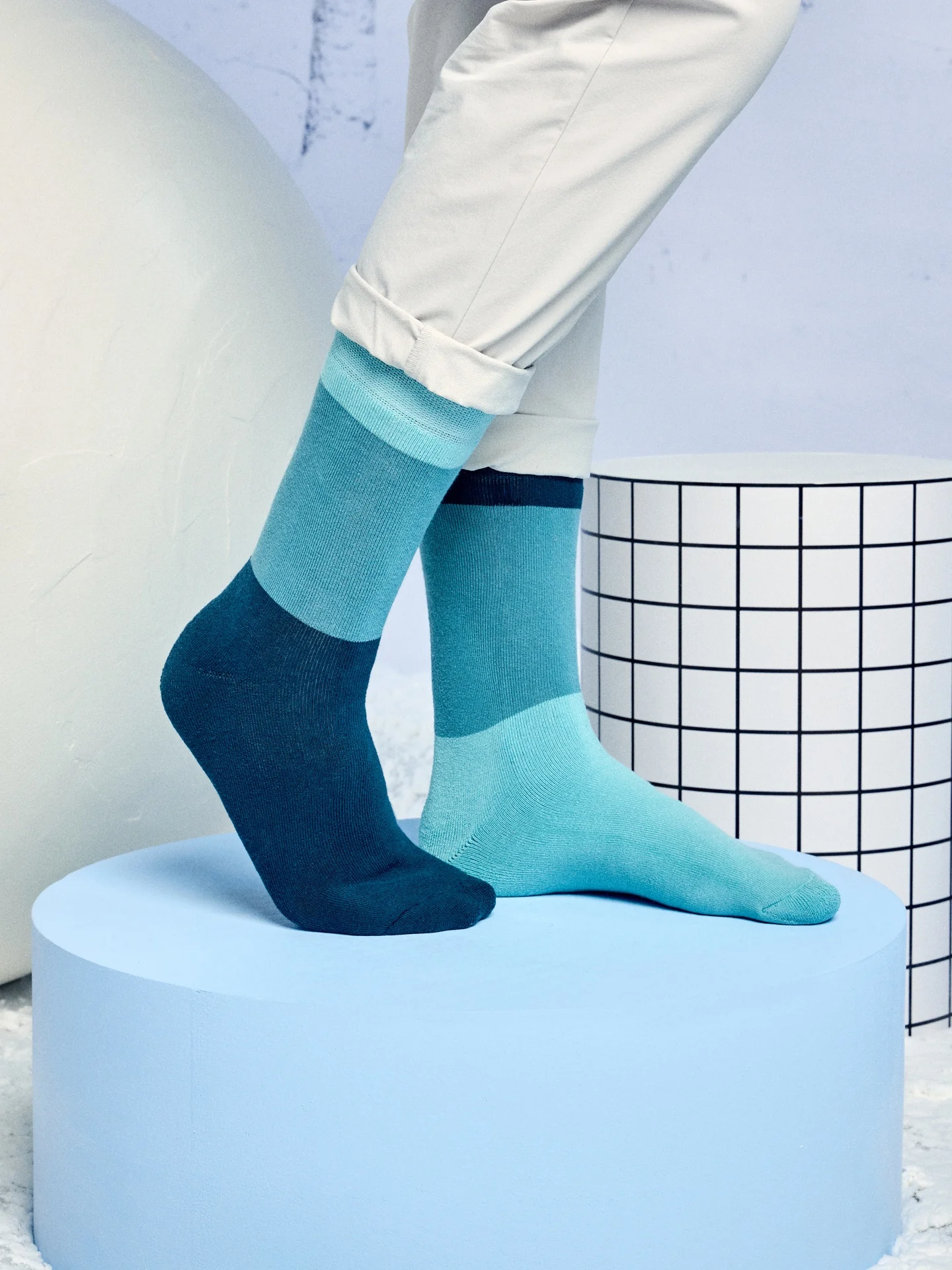 Warme Socken Ozeanblau Dreifarbig - Image 3