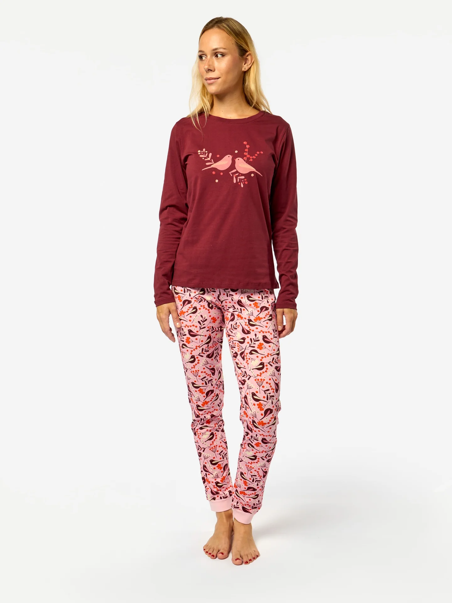 Lustiger Pyjama für Frauen Vögel und Beeren - Image 4
